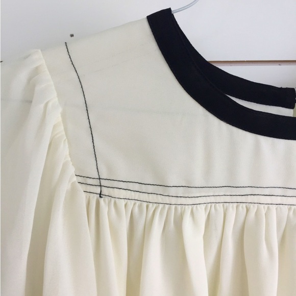 Anthro Eri + Ali Beaded Hem Babydoll Swing Blouse Top - Picture 7 of 13